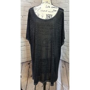 Terra & Sky Women’s Black Heathered Sheer Tee (Size 3X)